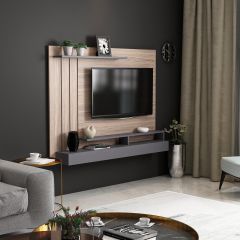 Minar Lawrance Raflı Modern Tv Ünitesi - Kaman/Antrasit