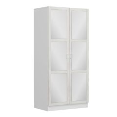 Minar Kale Country 2 Kapak Aynalı Zincir Dolap - Eskitme Beyaz