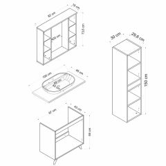 Nika Banyo Dolabı 100Cm Ay2K+2K1A+Tzg+Boy Beyaz Antrasit