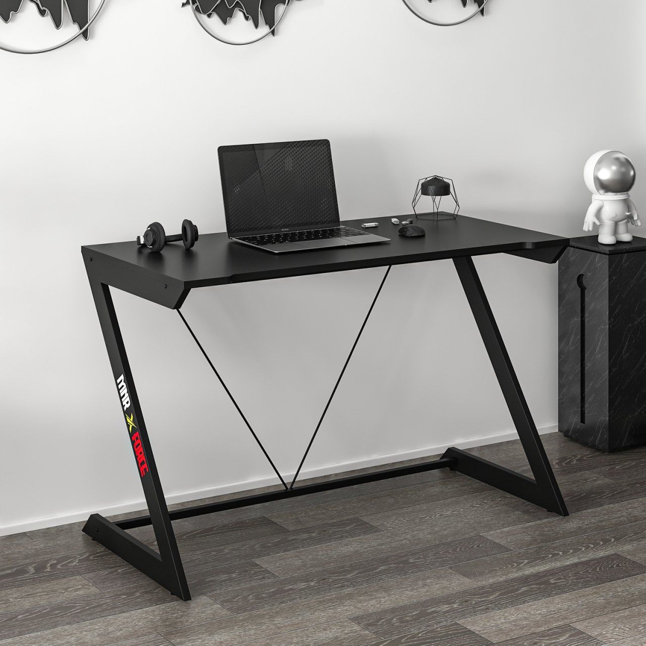 Zoned Metal Ayaklı Gaming Oyuncu Masası - Siyah