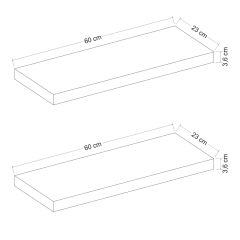 Minar Gizli Tutuculu 2'li Duvar Rafı 60 cm - M.Beyaz