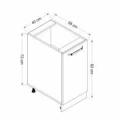 Minar Mutfak Alt Modül 1K1R 40Cm Dolap Beyaz B1
