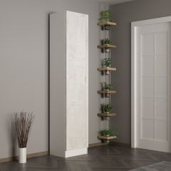 Minar Kale 210 Cm 1 Kapaklı 1B Raf Portmanto Beyaz Eskitme Beyaz