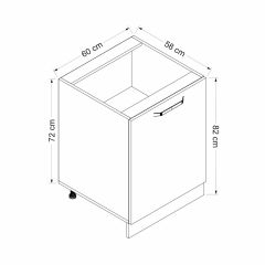 Minar Mutfak Alt Modül 1K1R 60Cm Dolap Beyaz/Antrasit - A1