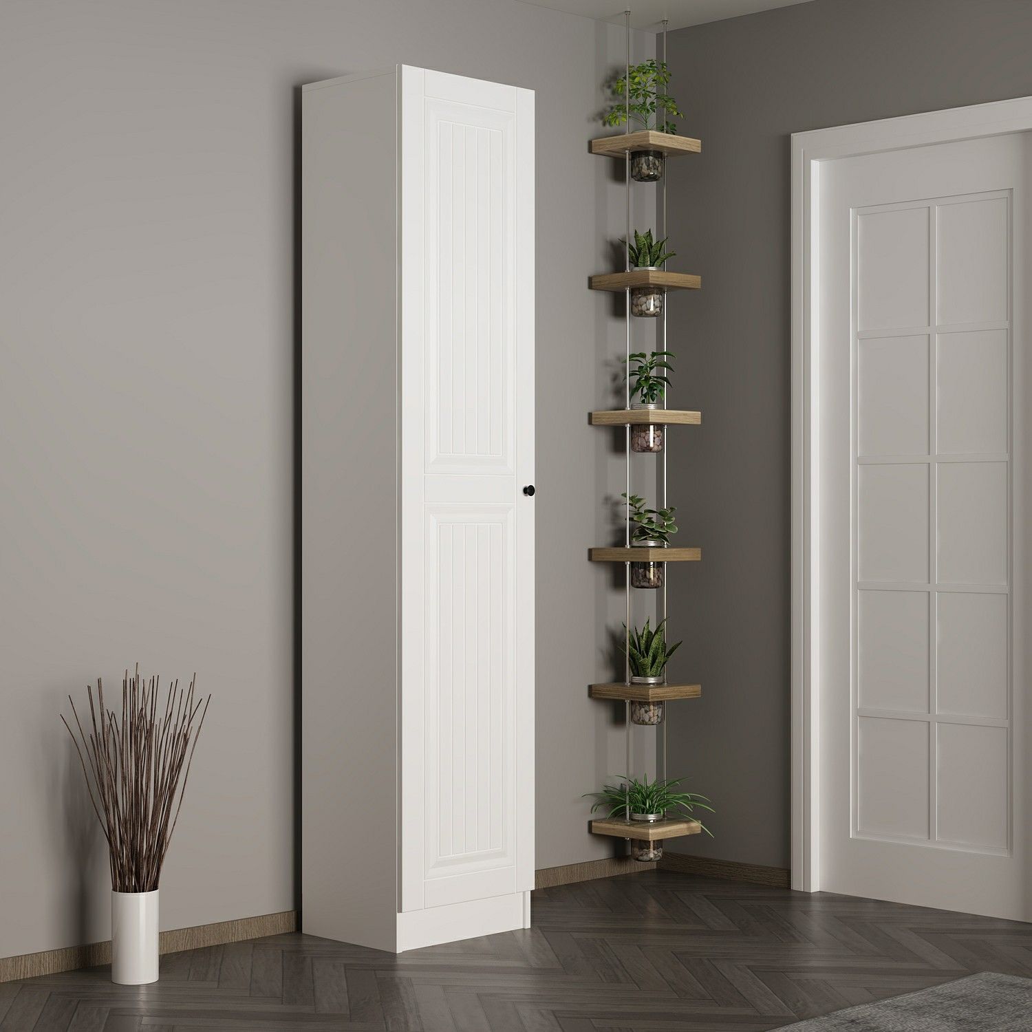 Minar Kale 210 Cm 1 Kapaklı 1B Raf Portmanto Byz Mbr İlkbahar Byz