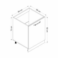 Minar Mutfak Alt Modül 1K 60Cm Evye Dolap Beyaz/Antrasit - A1