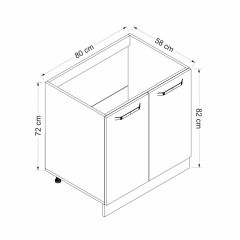Minar Mutfak Alt Modül 2K 80Cm Evye Dolap Beyaz - B1