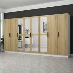 Kale 8 Kapaklı Aynalı 4Ç Dolap - Pera Ceviz