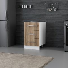 Minar Mutfak Alt Modül 3Ç Nray 50Cm Dolap Beyaz/Dore - D1