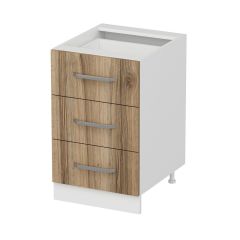 Minar Mutfak Alt Modül 3Ç Nray 50Cm Dolap Beyaz/Dore - D1