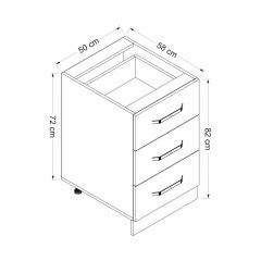 Minar Mutfak Alt Modül 3Ç Nray 50Cm Dolap Beyaz/Dore - D1