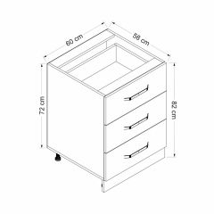 Minar Mutfak Alt Modül 3Ç Nray 60Cm Dolap Beyaz - B1