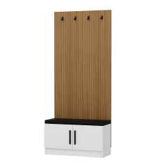 Minar Kale Dekor Panel Ayakkabılık Minderli Beyaz Beyaz