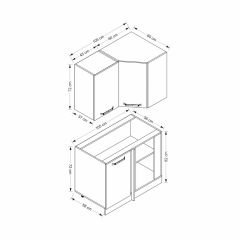 Minar 105Cm Köşe Mutfak Dolabı - Beyaz K105-B1