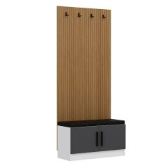Minar Kale Dekor Panel Ayakkabılık Minderli Beyaz Antrasit