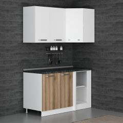 Minar 145Cm Köşe Mutfak Dolabı - Beyaz/Dore K145-D1