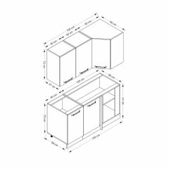 Minar 150Cm Köşe Mutfak Dolabı - Beyaz K150-B1