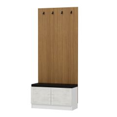 Minar Kale Dekor Panel Ayakkabılık Minderli Beyaz Eskitme Beyaz