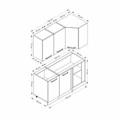 Minar 150Cm Köşe Mutfak Dolabı - Beyaz/Dore K150-D1