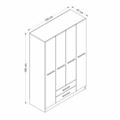 Polo 4 Kapak 2 Çekmeceli Dolap Gardrop - Beyaz