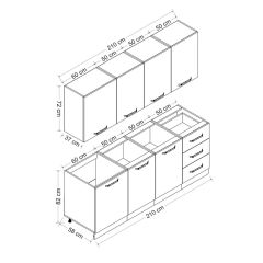 Minar 210 Cm Mutfak Dolabı Beyaz Antrasit 210-A1