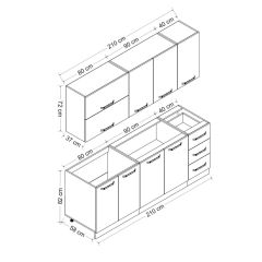 Minar 210 Cm Mutfak Dolabı Beyaz Antrasit 210-A2