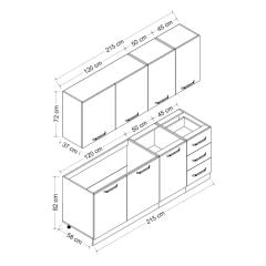 Minar 215 Cm Mutfak Dolabı Beyaz 215-B2