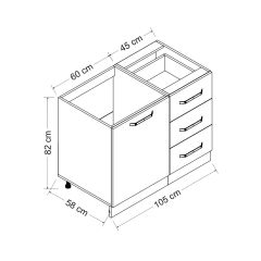 Minar 105 Cm Mutfak Dolabı Beyaz 105-B1-Alt Modül