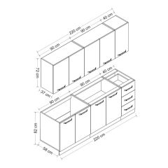 Minar 220 Cm Mutfak Dolabı Beyaz 220-B3