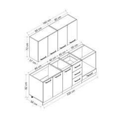 Minar 220 Cm Mutfak Dolabı Beyaz 220-B4