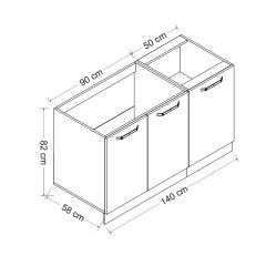 Minar 140 Cm Mutfak Dolabı Beyaz 140-B2-Alt Modül