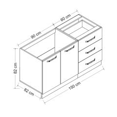Minar 150 Cm Mutfak Dolabı Beyaz 150-B1-Alt Modül