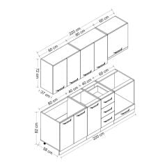 Minar 220 Cm Mutfak Dolabı Beyaz Dore 220-D6