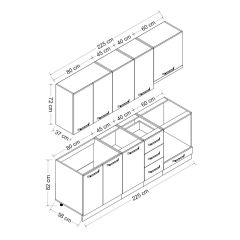 Minar 225 Cm Mutfak Dolabı Beyaz Antrasit 225-A8