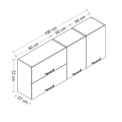 Minar 190 Cm Mutfak Dolabı Beyaz 190-B2-Üst Modül