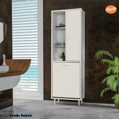MODİLAYN KİRLİ ÇAMAŞIR DOLABI 6 RAFLI DÜŞER KAPAKLI SEPETLİ BANYO DOLABI