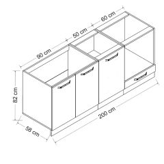 Minar 200 Cm Mutfak Dolabı Beyaz 200-B6-Alt Modül