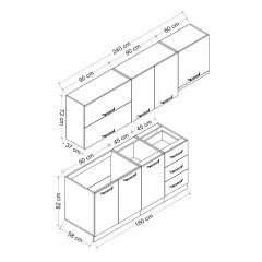 Minar 240 Cm Mutfak Dolabı Beyaz Dore 240-D5