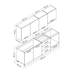 Minar 240 Cm Mutfak Dolabı Beyaz Dore 240-D9