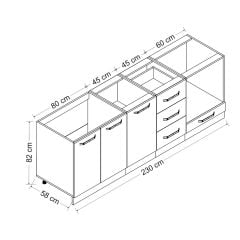 Minar 230 Cm Mutfak Dolabı Beyaz 230-B6-Alt Modül