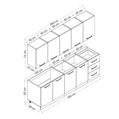 Minar 250 Cm Mutfak Dolabı Beyaz Antrasit 250-A2