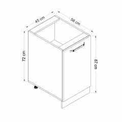 Minar Mutfak Modül Alt 1K1R 45Cm Dolap Byz Mebran C Byz