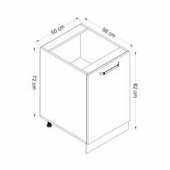 Minar Mutfak Modül Alt 1K1R 50Cm Dolap Byz Mebran C Antrasit