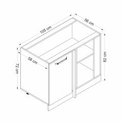 Minar Mutfak Modül Alt 1K1R 105Cm Köşe Dolap Byz Mebran C Byz