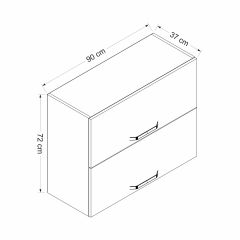 Minar Mutfak Modül Üst 2Yk1R 90Cm Dolap Byz Mebran C Antrasit
