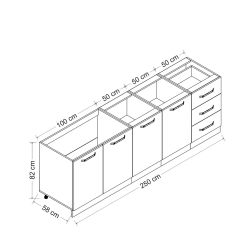 Minar 250 Cm Mutfak Dolabı Beyaz 250-B2-Alt Modül