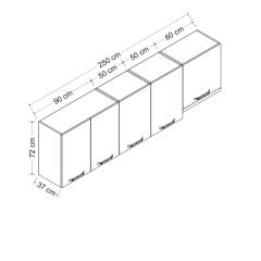 Minar 250 Cm Mutfak Dolabı Beyaz 250-B4-Üst Modül