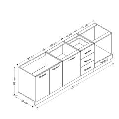 Minar 255 Cm Mutfak Dolabı Beyaz Dore 255-D3-Alt Modül