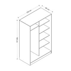 Minar Kale 2 Kapaklı Sürgülü Dolap 120 Cm - Dore/Beyaz