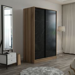 Minar Kale 2 Kapaklı Sürgülü Dolap 120 Cm  - Dore/Royal Mermer